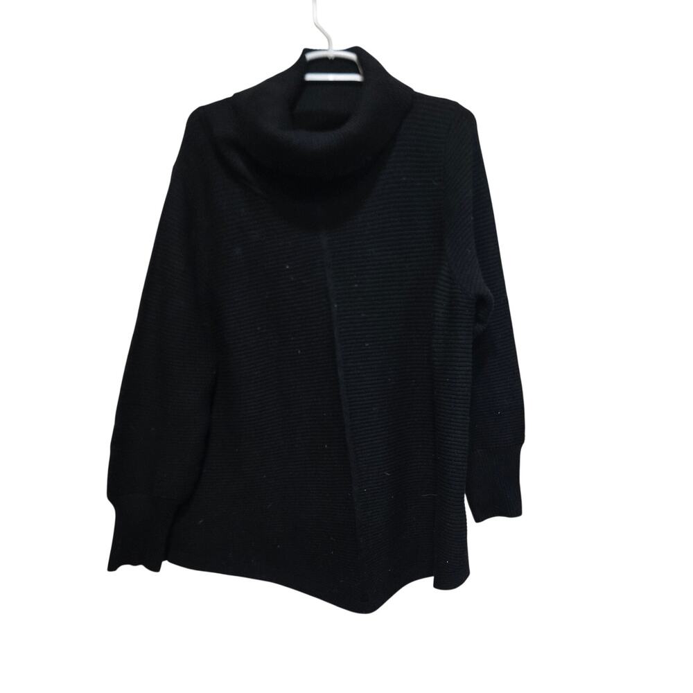 RED Womenβs XXL Black Cowl Neck Ribbed Knit Tunic Sweater Dolman Sleeve